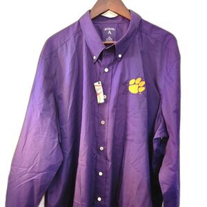 Antigua Clemson Tigers Purple Button Down Sport Shirt Size 2XL